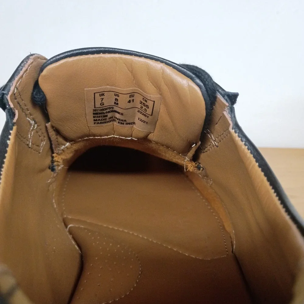 CLARKS Black Tilden Cap Toe Block Heel Leather Oxford Shoes Men's Size 8 M